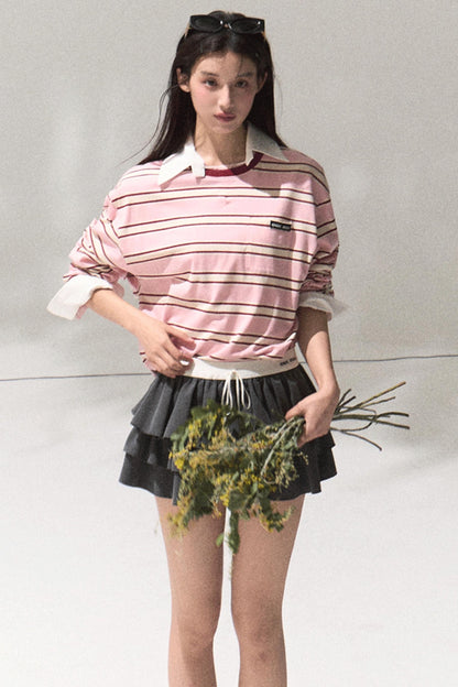 Contrasting Striped Cotton Top