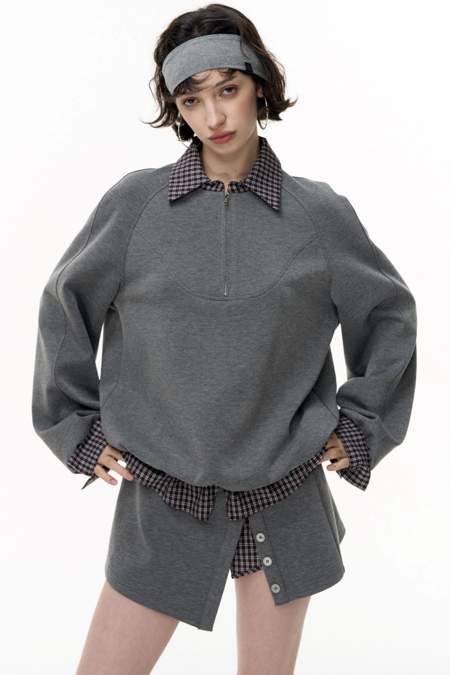 Patchwork Pullover Sweatshirt Set-Up