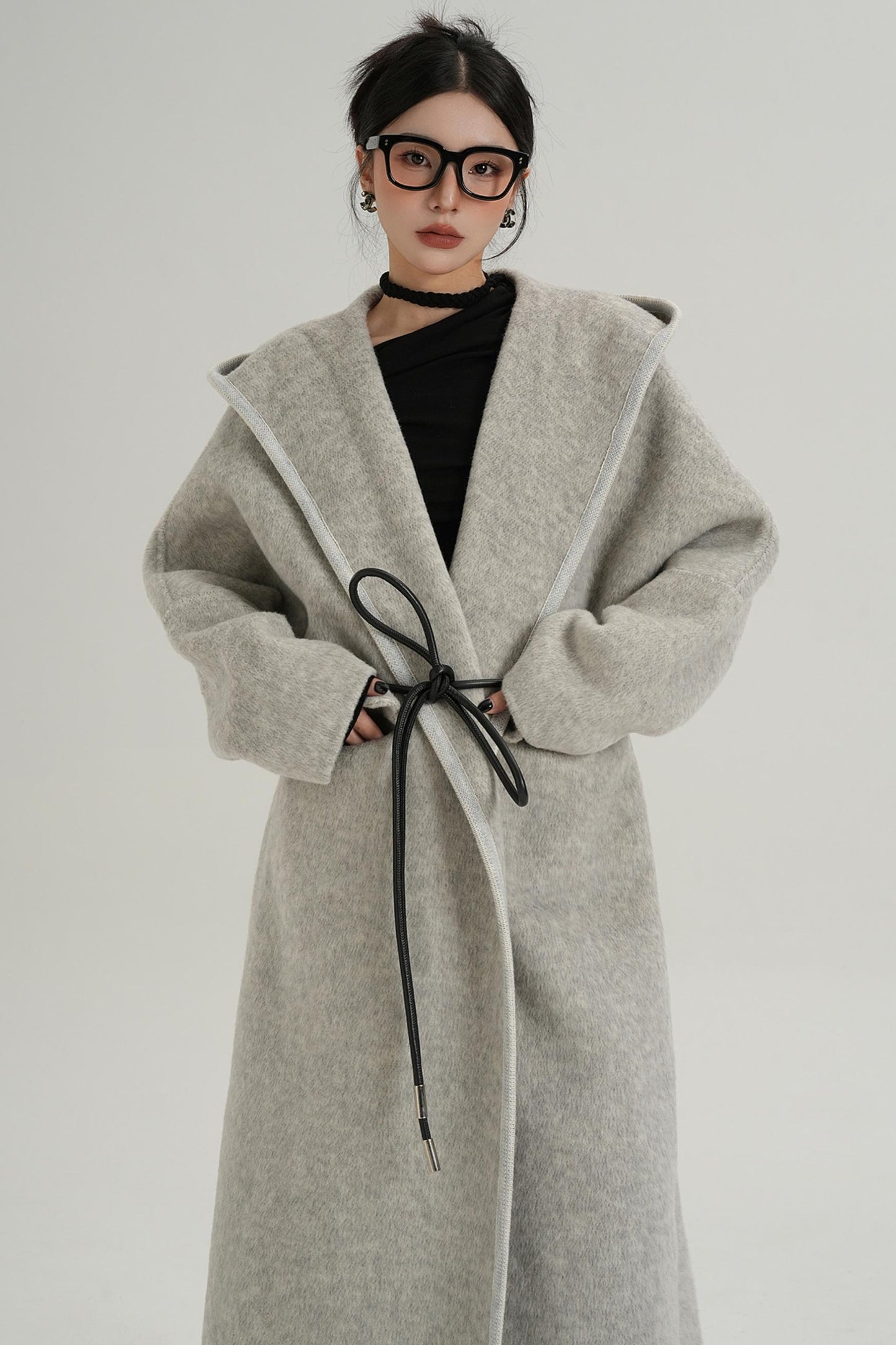 Lace-Up Wool Minimal Coat