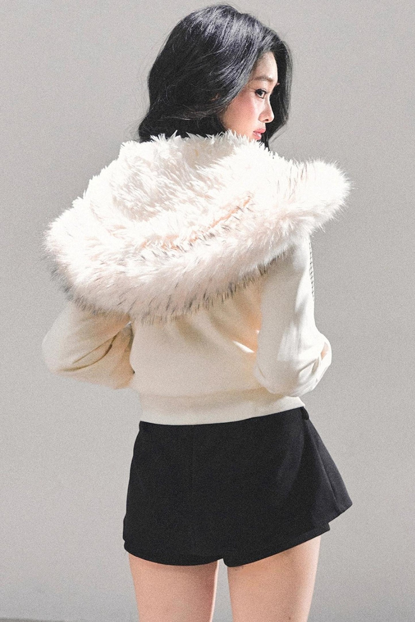 Lamb Wool Hooded Winter Coat