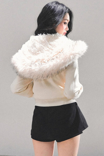 Lamb Wool Hooded Winter Coat