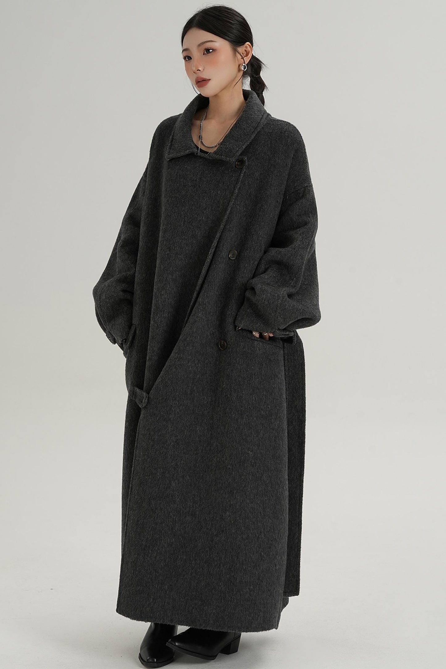 Woolen Silhouette Long Coat