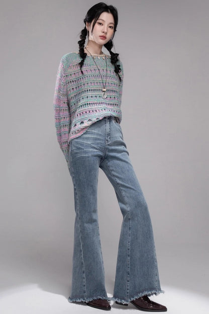 Sea Foam Wool Knit Pullover Top