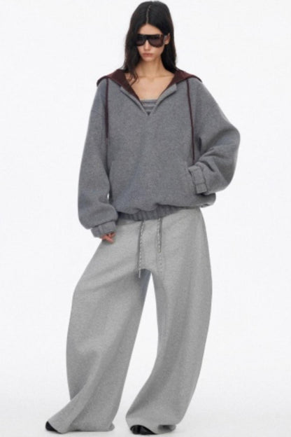 Loose Wool V-Neck Knit Sweatshirt