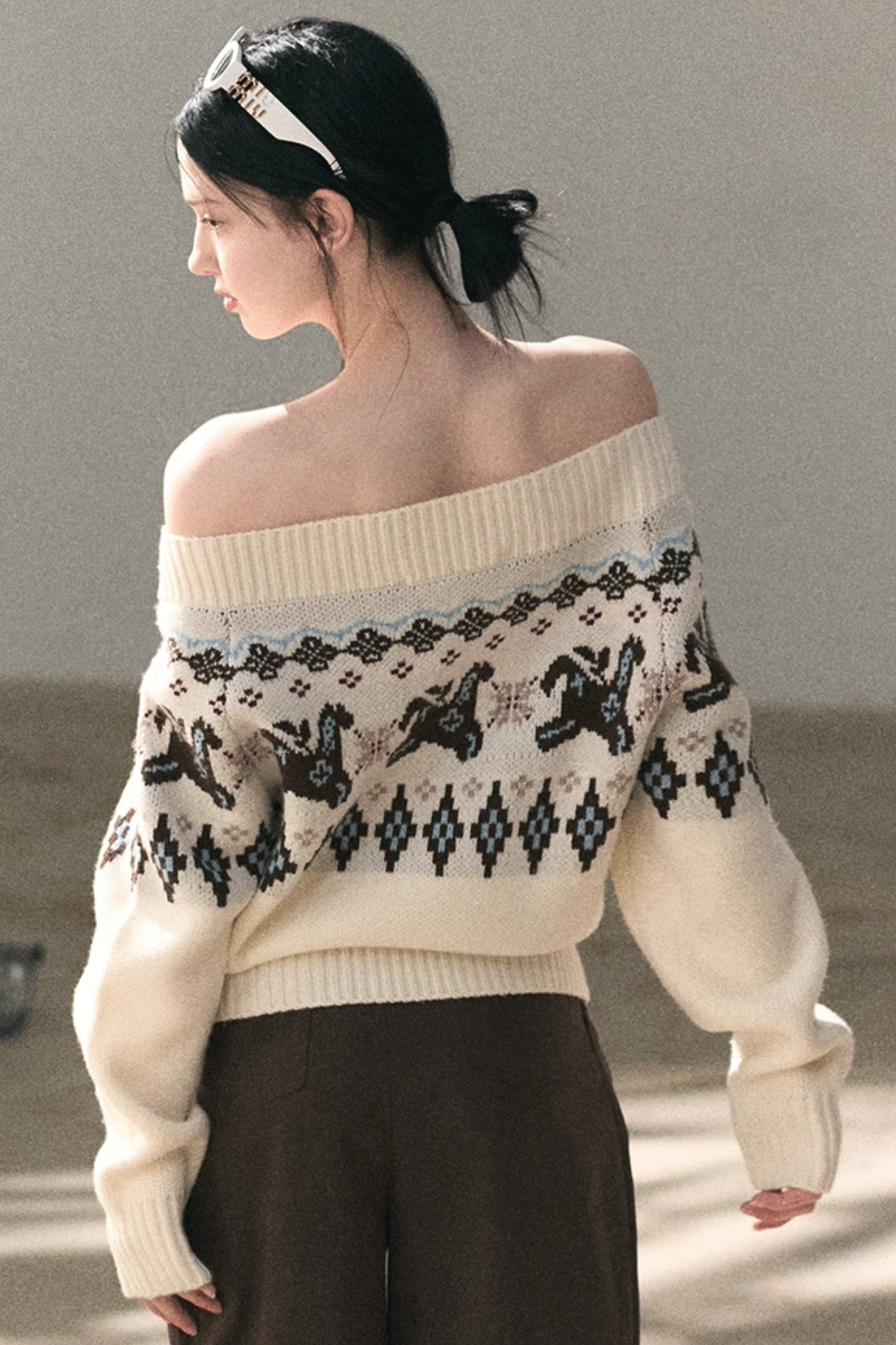 Lange Hose aus plissiertem Mikro-Samt