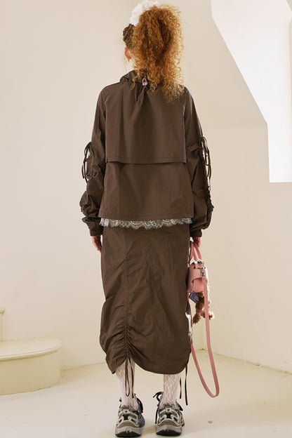 Versatile Color-Block Jacket Skirt Set-Up