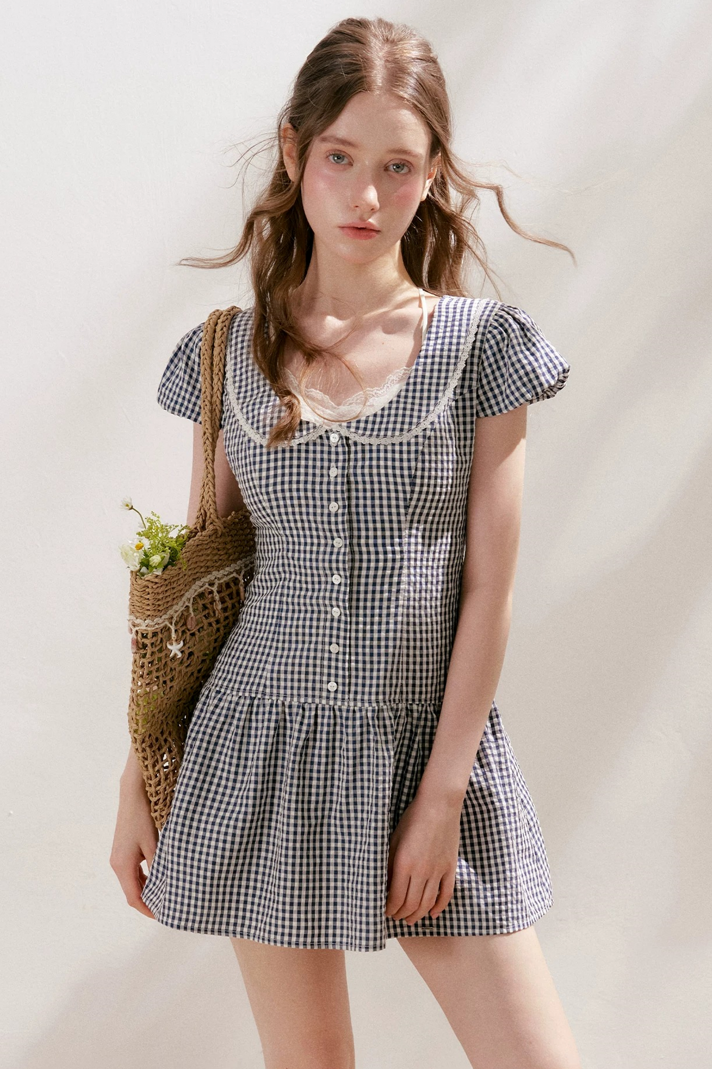 Lyocell French Lace Plaid Dress Set-Up
