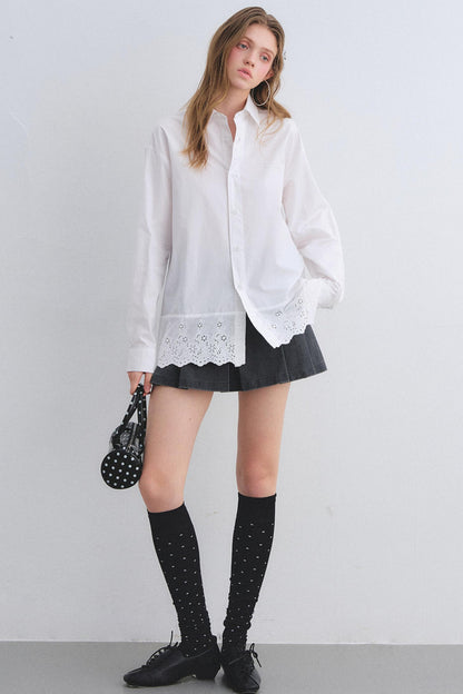 Cut-Out Embroidered Polo Shirt