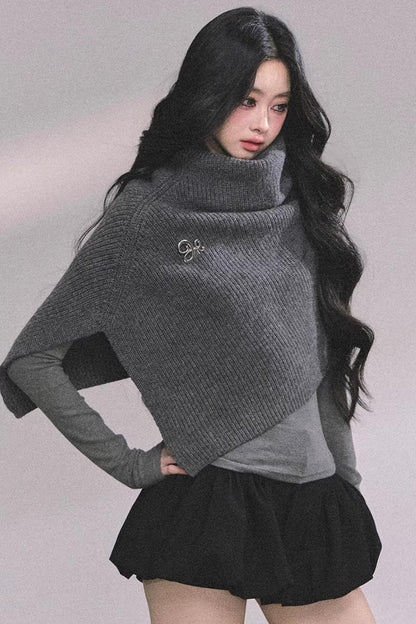 Maple Leaf Knit Sweater Cape Set-Up