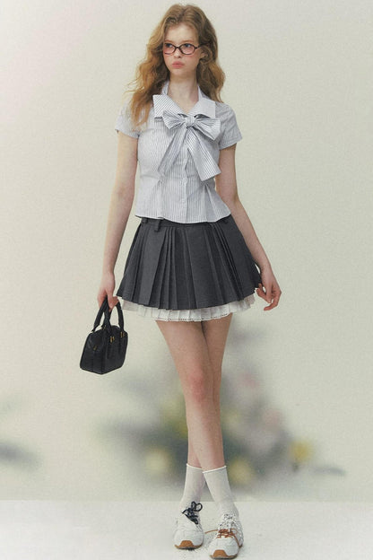 Art Girl Striped Bow Blouse