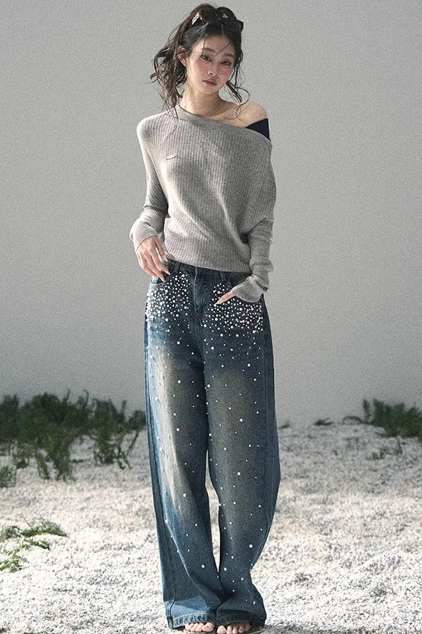 The Ashes Schulterfreies Strick-Oberteil