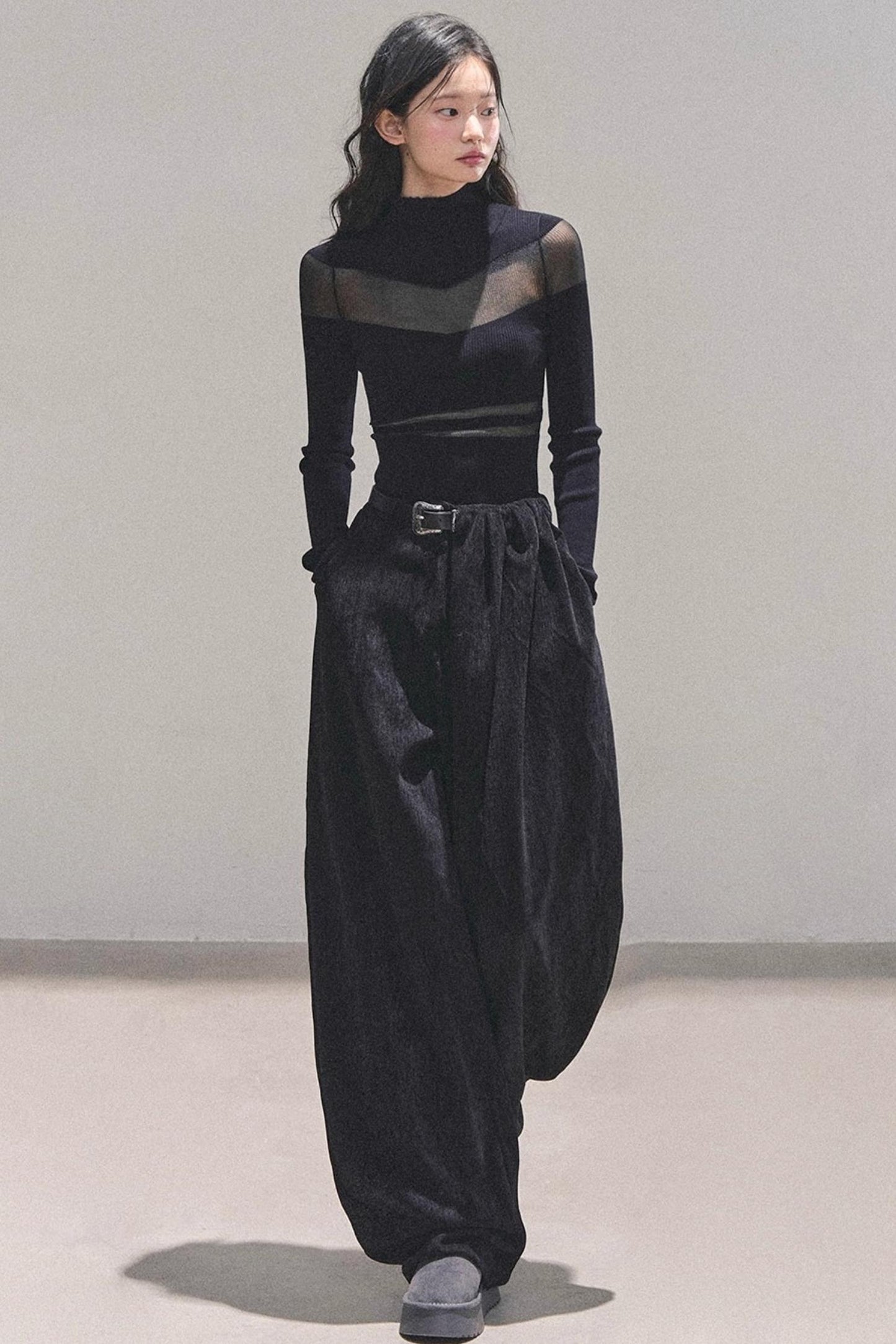 Fleece-Lined Wide-Leg Pants