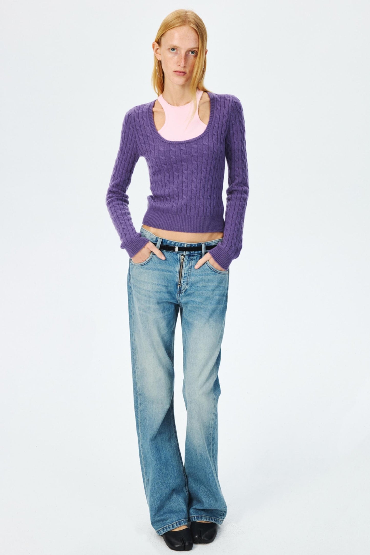 Wool Cropped Slim Fit Top