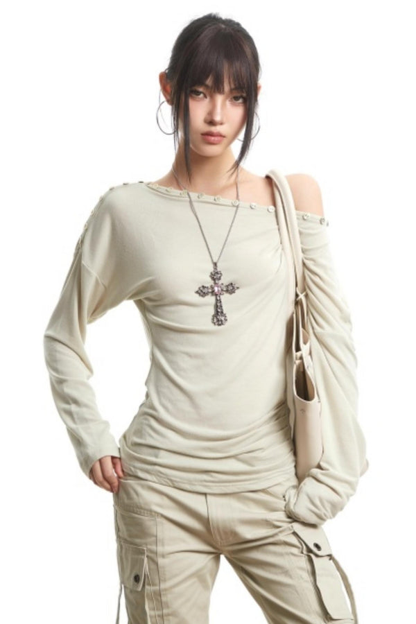 Retro Slim Off-Shoulder Top