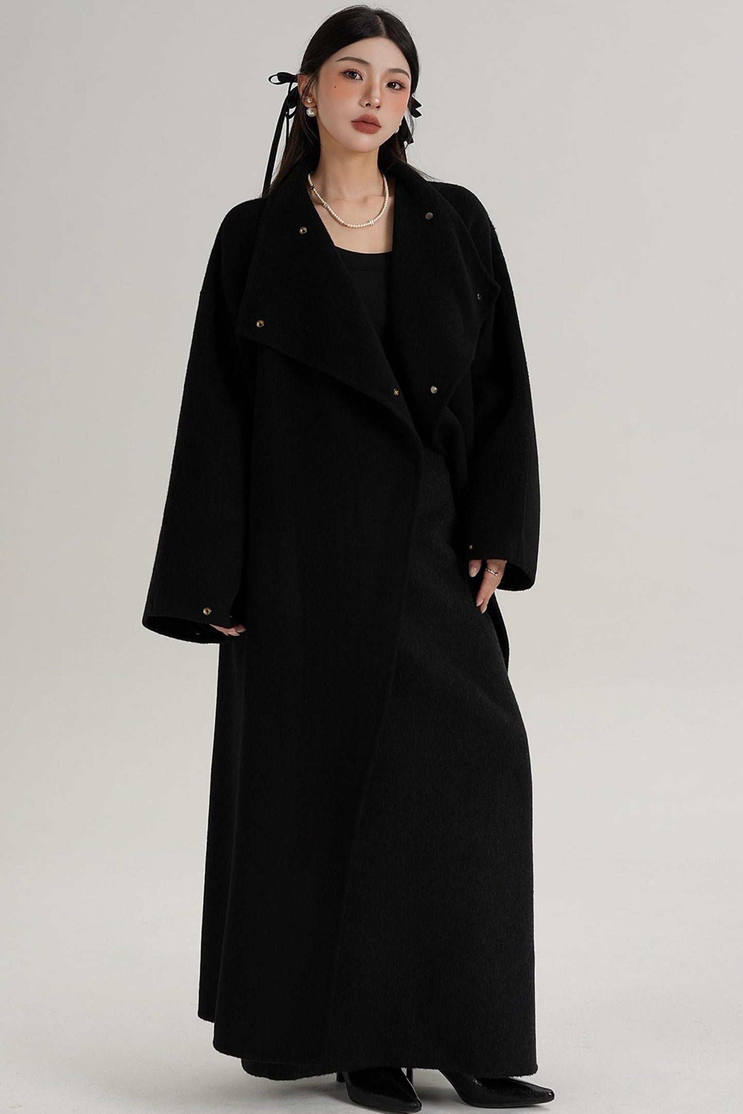 Stand-Up Collar Elongated Wool Coat
