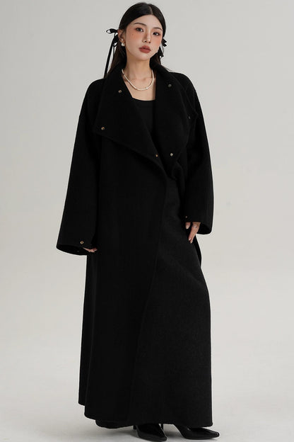 Stand-Up Collar Elongated Wool Coat