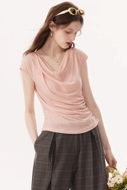 High-Elasticity Draped Knit Top