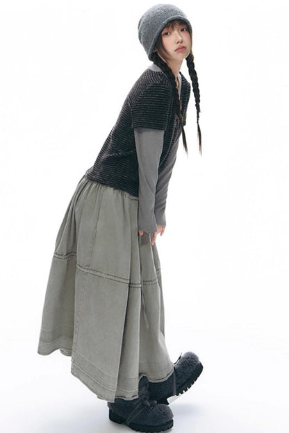 Elastic Cotton Dimensional Skirt