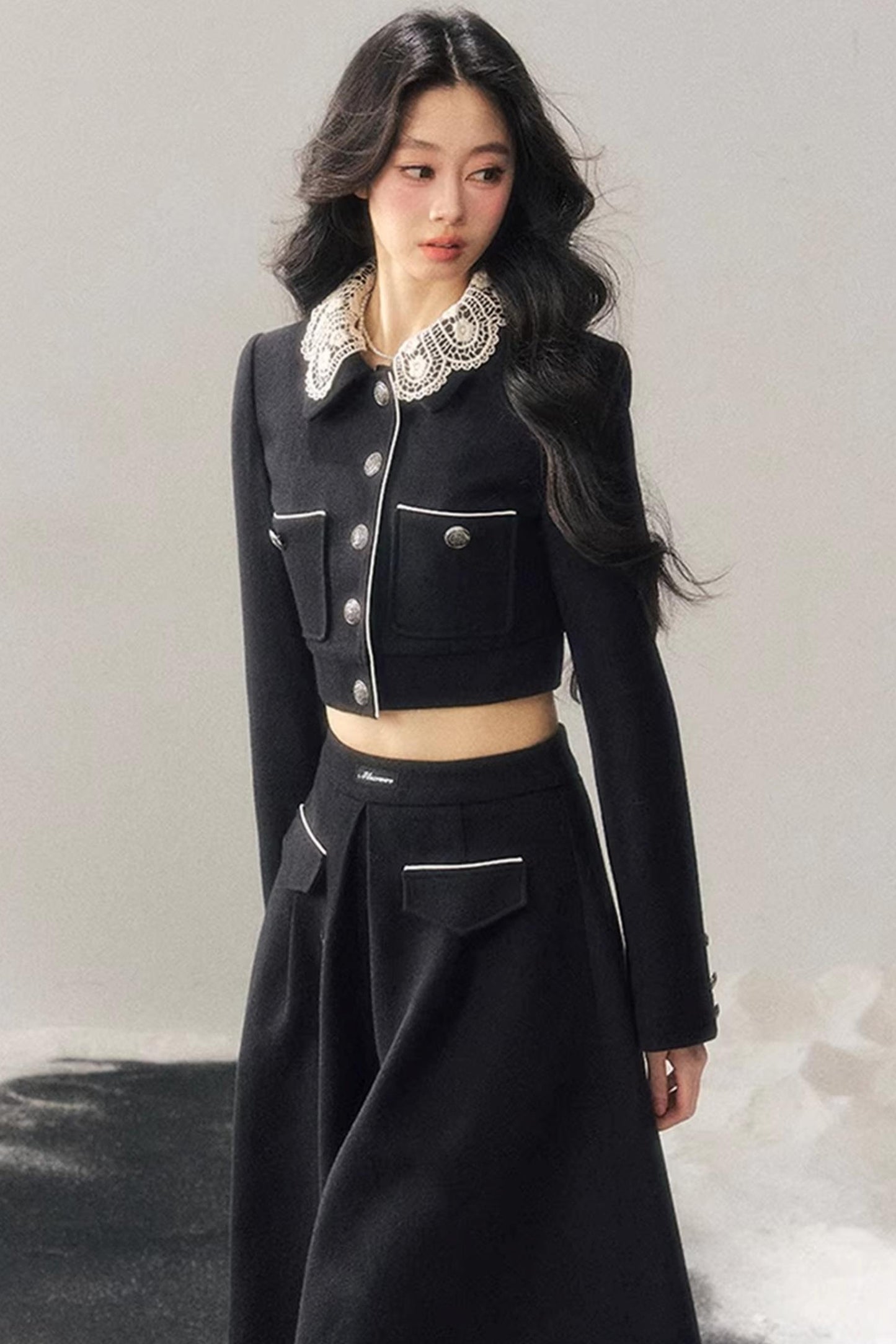 Whisper Lace Winter Suit Skirt Set-Up