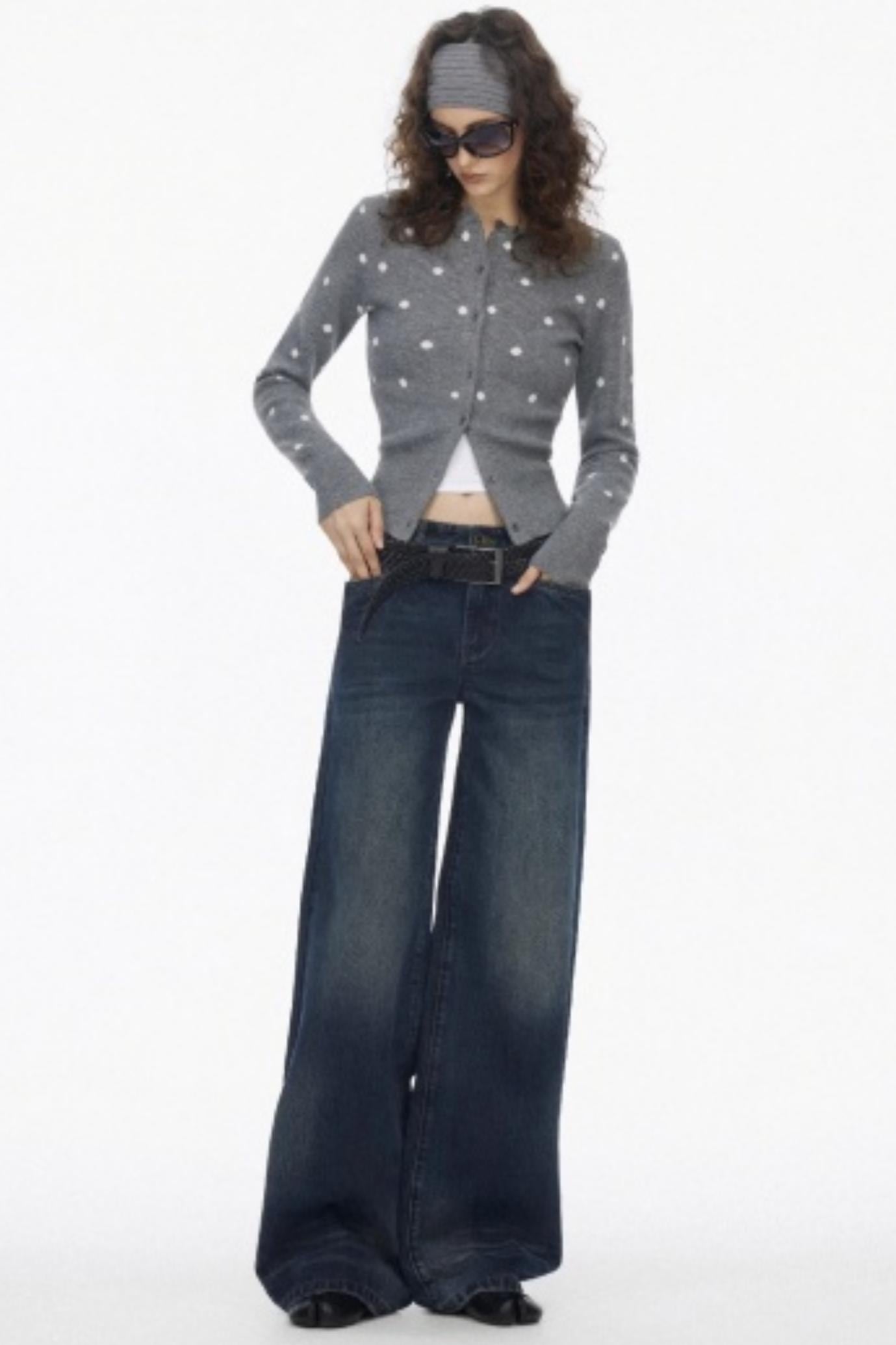 Vintage Polka Dot Base Knit Cardigan