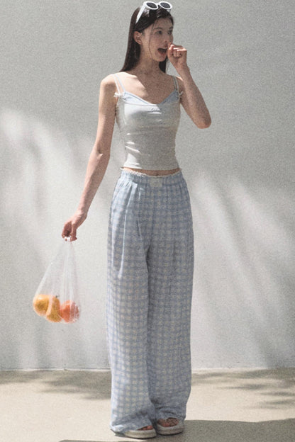 Wide-Leg Tencel Hemp Pants Set-Up