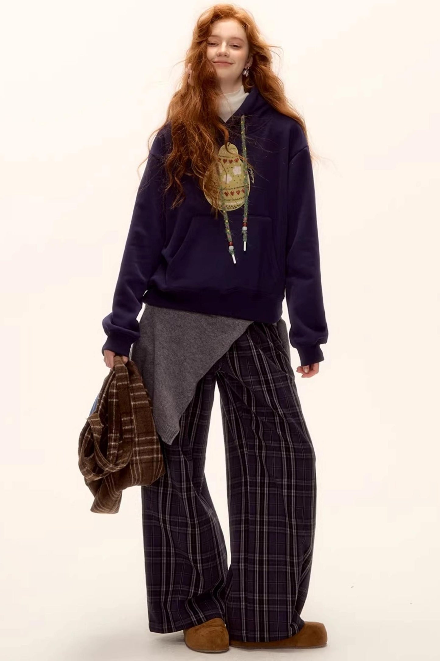 Brushed Fair Isle Hooded Top