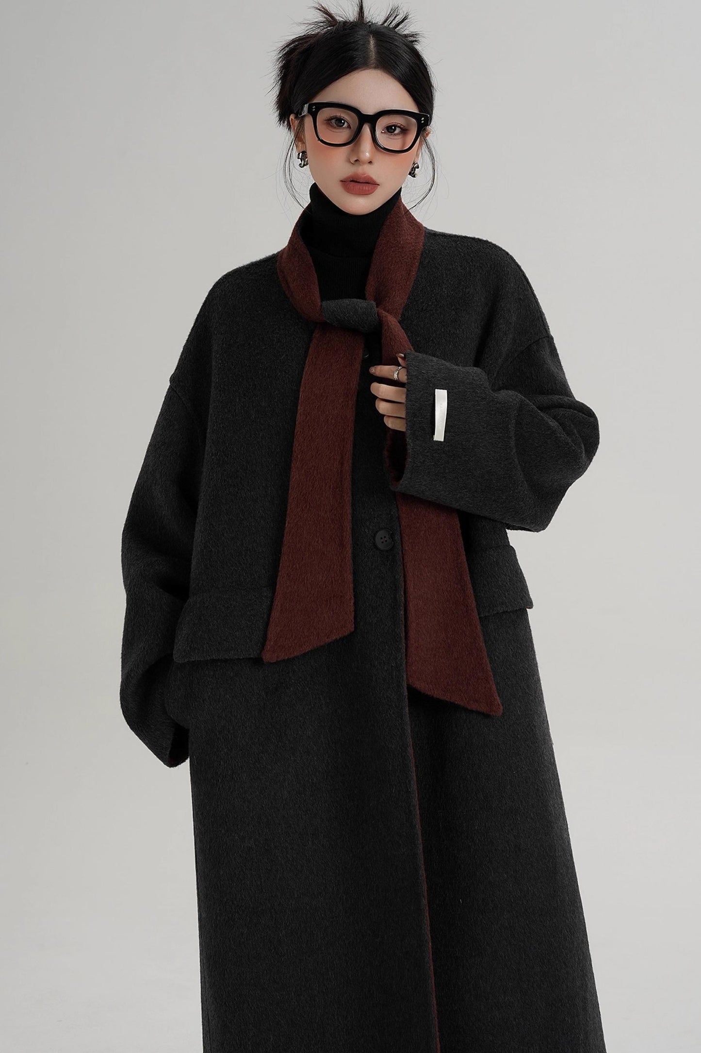Reversible Contrast Wool Coat