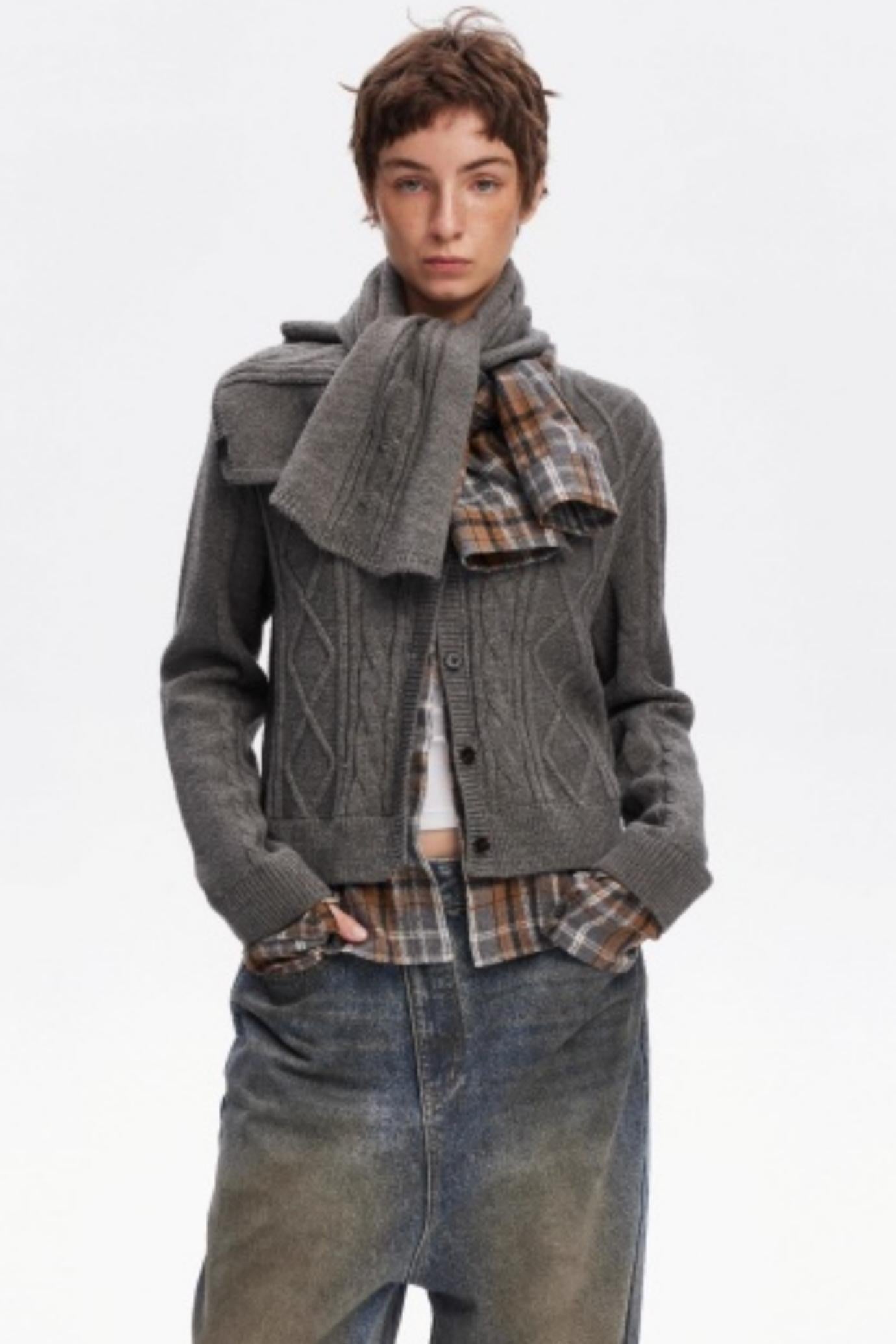 Wool Twist Cardigan Sweater Set-Up