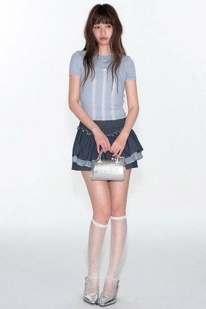 Summer Lace Suspenders Cropped Vest