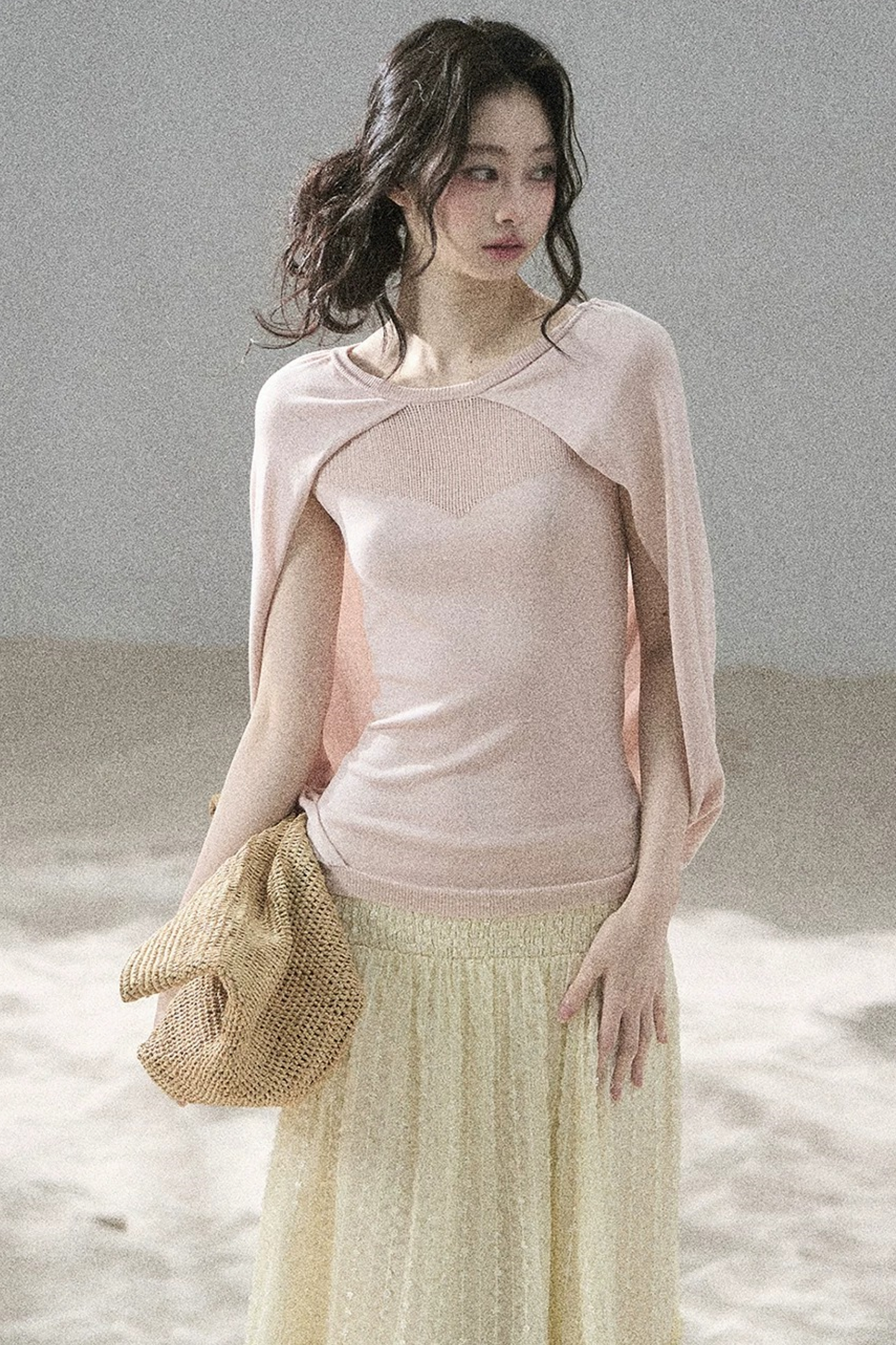 Hollow-Out Shawl Top