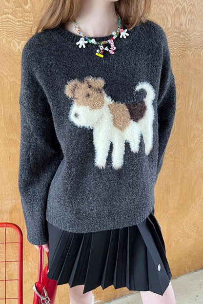 Puppy Jacquard Cloud Sweater