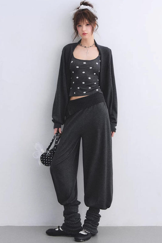 Lyocell Polka Dot Cardigan Set-Up