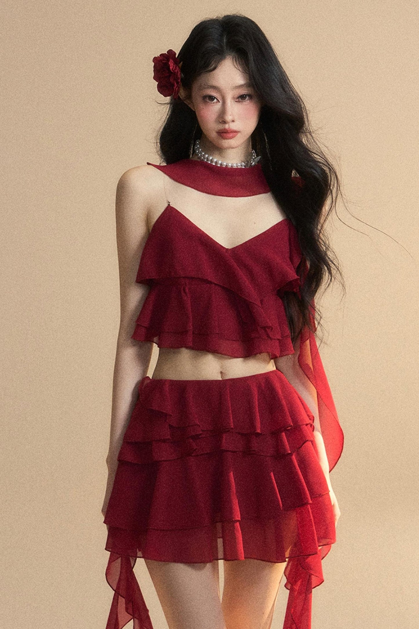 Luxury Halter With Skirt Set-Up