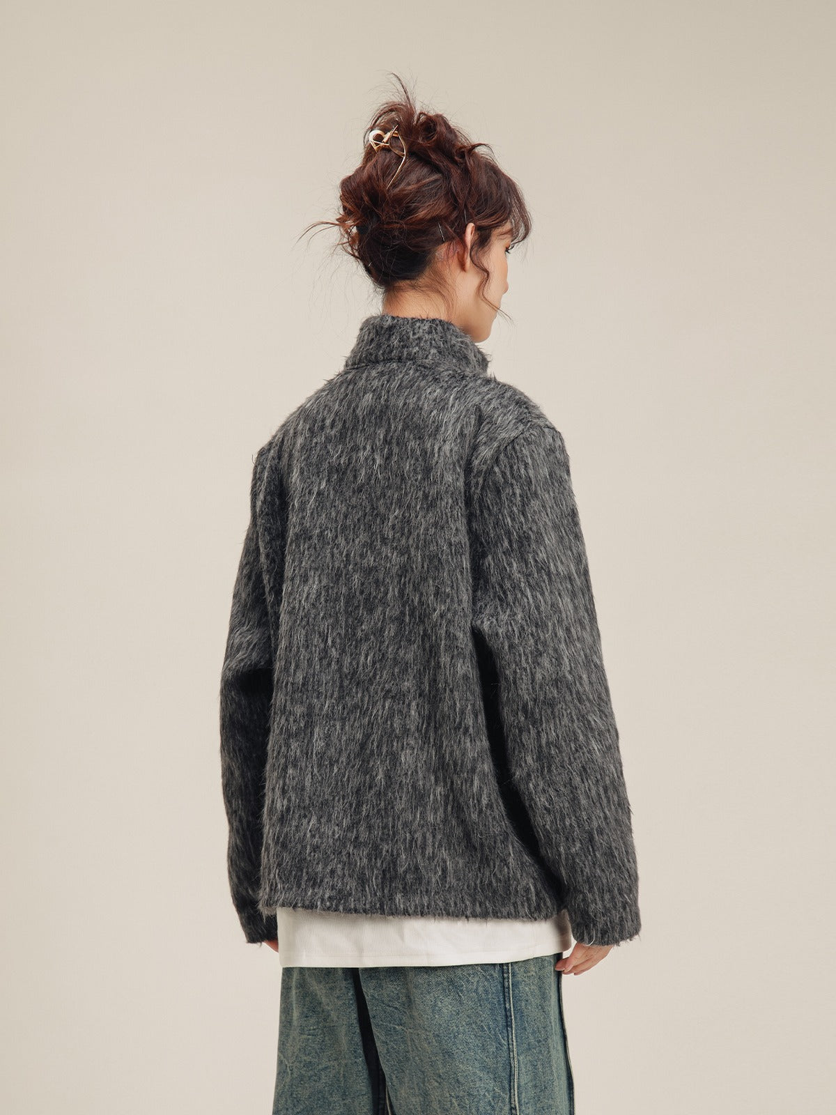 American Grey Sweater Cardigan Versatile Sweater Coat