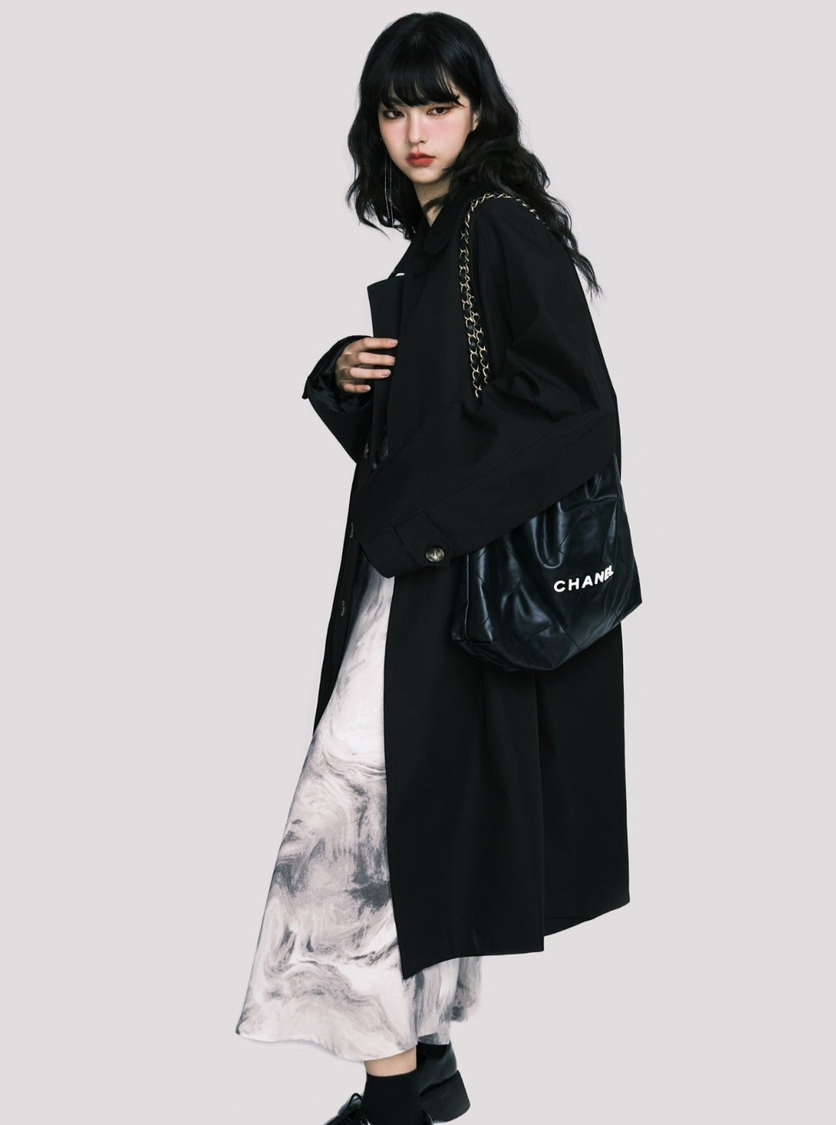 Lose Casual Midi Trench Coat Jacke