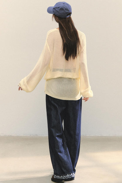 Embroidered Straight-Leg Pants