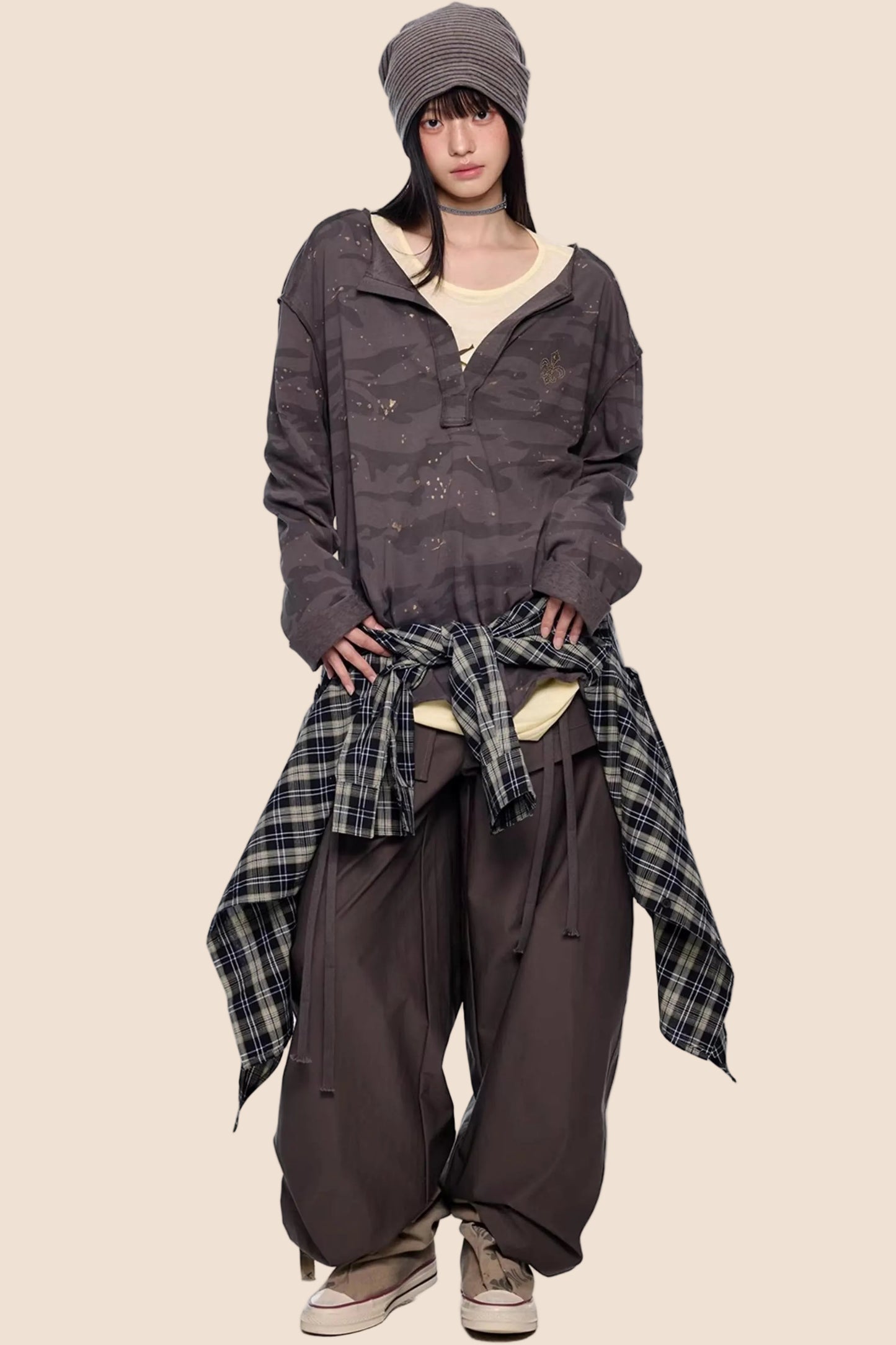 Blouse V-Cou Retro Camouflage