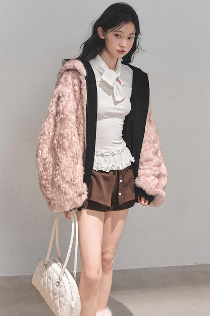 Ruffled Lace Bow Top