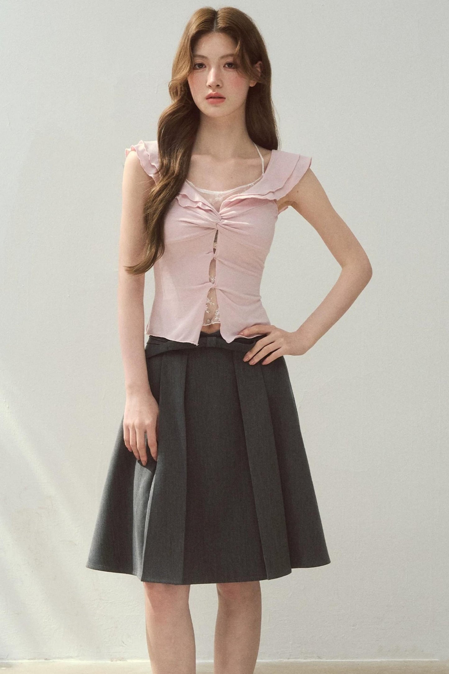 Two-Tone Ruffled Blouse