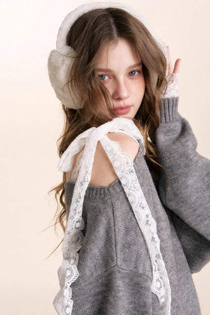 Romantic Lace Wool Sweater Set-Up