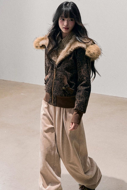 Fleece-Lined Wide-Leg Pants