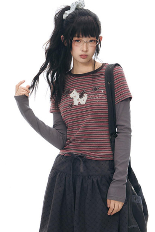 T-Shirt mit Pony-Applikation und Stickerei