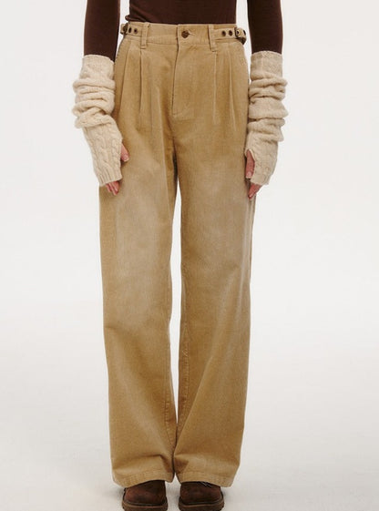 VINTAGE HIGH-WAISTED CASUAL STRAIGHT PANTS