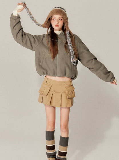 Retro Knitted Texture Short Thickened Jacket