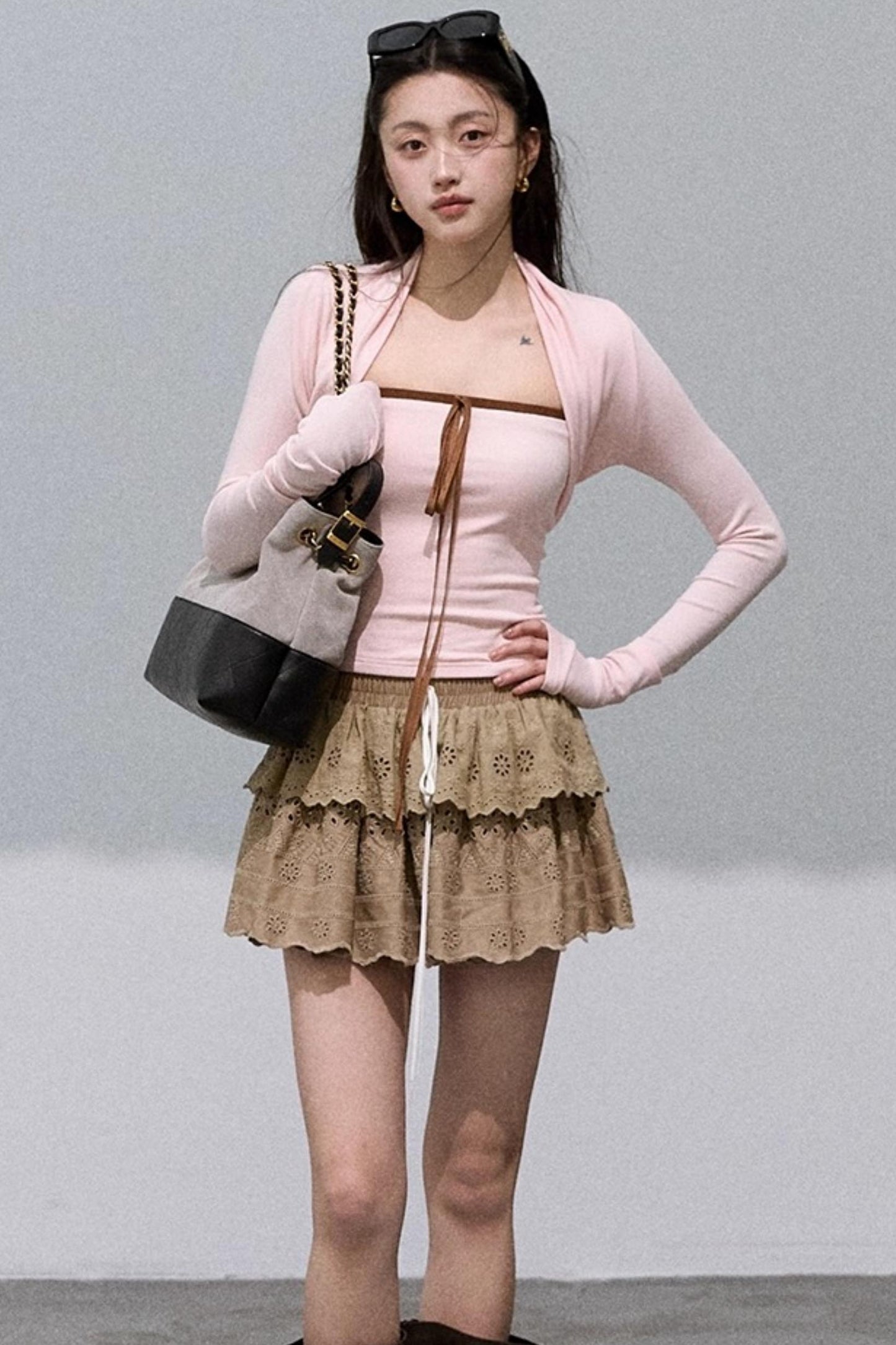 Fall Bandeau With Cardigan Set