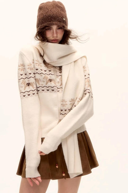 Jacquard Knit Cardigan Set