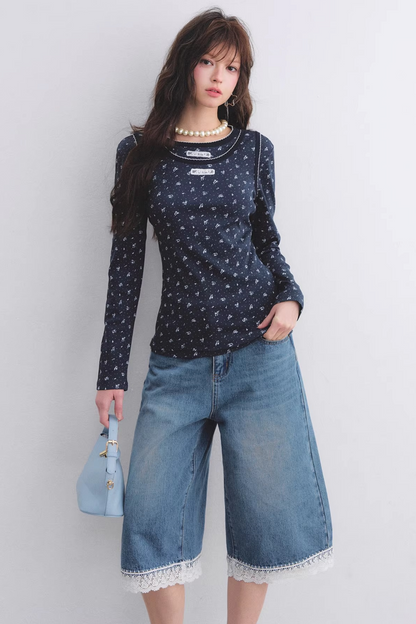 Floral Curved-Edge Vest Set