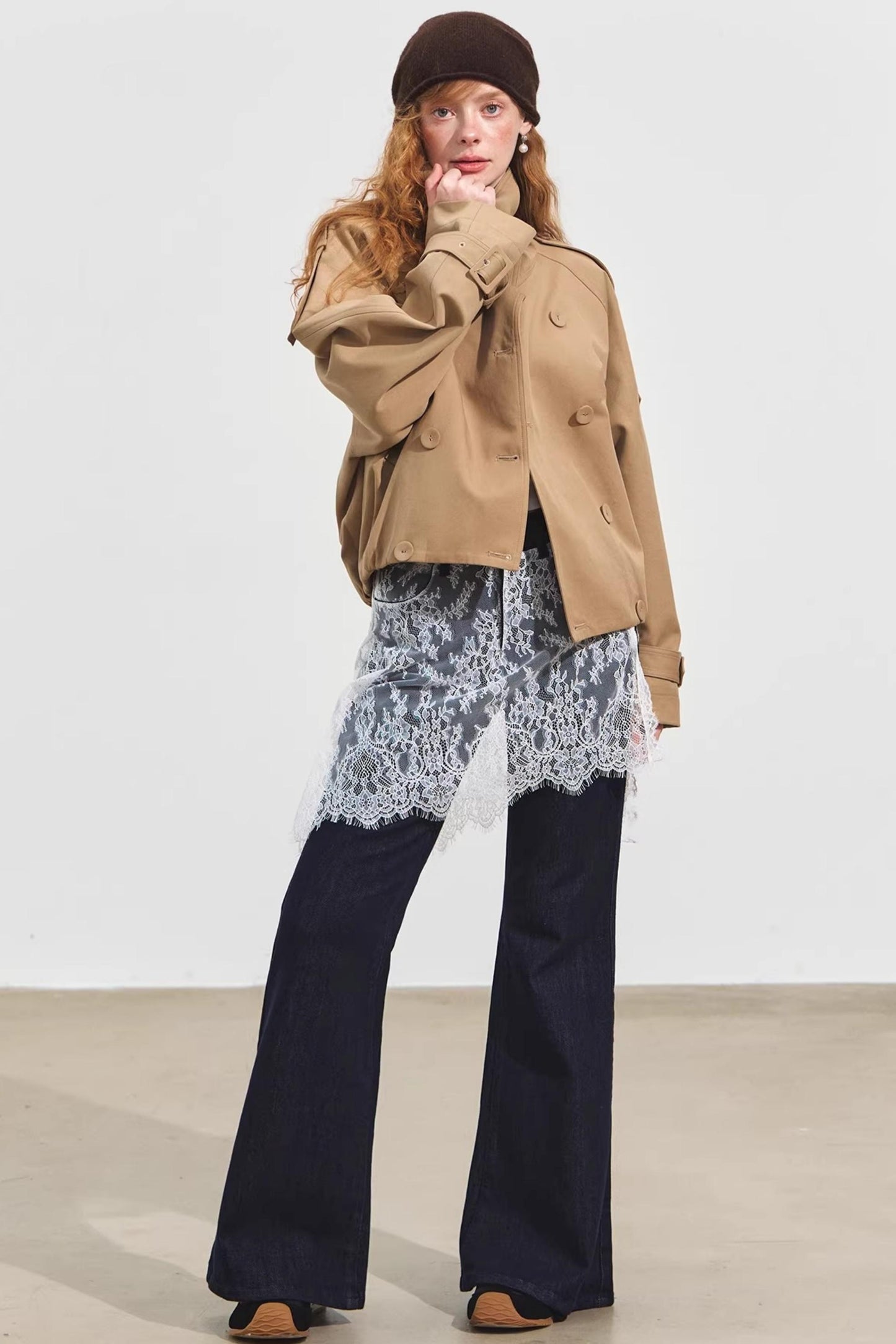 Plaid Collar Sweater Set-Up