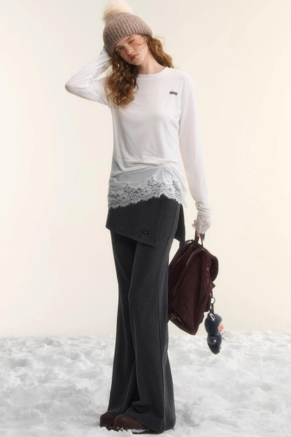 Irregular Flared Knit Pants