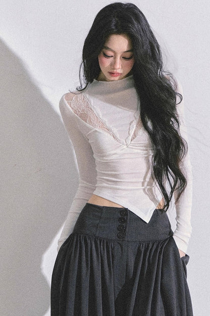 Lace Pure Desire Sexy Knitted T-Shirt